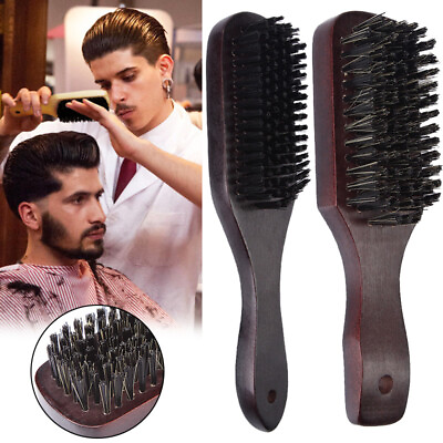 #ad Unisex Natural Curved Soft Boar Bristle Wave Hair Brush Wooden Handle Premium✔ $7.32