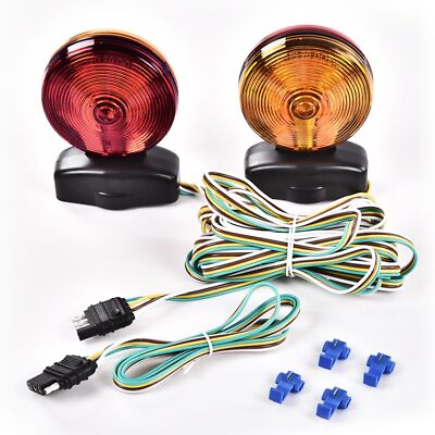 #ad #ad 12V Magnetic Trailer Lights Two Sided Red amp; Amber Magnetic Tow Lights Kit Truck $19.89