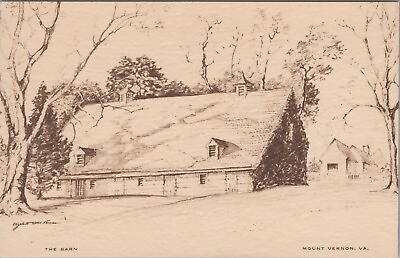 #ad MR ALE 1931 The Barn Drawing Mount Vernon Virginia VA UNP B1736 $3.65