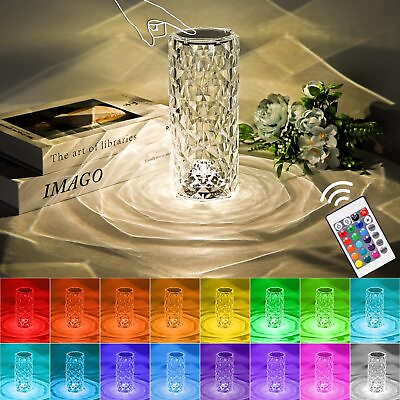 #ad Crystal LampTouch Control Crystal table LampCrystal Rose Lamp with 16 Color... $18.43