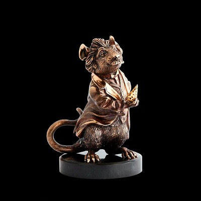 #ad Jery Mouse Animal Hold Eat Swiss Cheese Figurine Made by Vizuri Bronze amp; Basalt $770.00