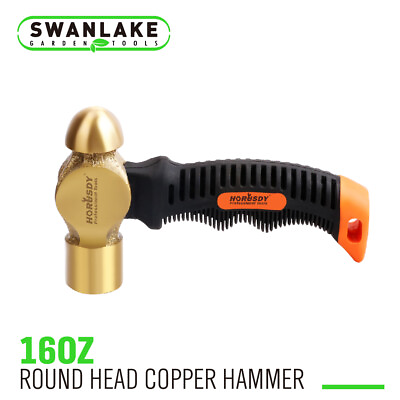 #ad 16 Oz Stubby Copper Hammer w Fiberglass Handle Non Sparking Hand Tool $13.99