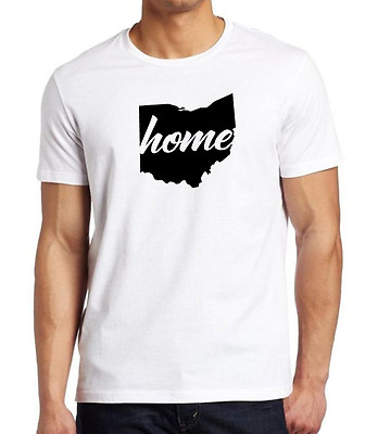 #ad New Home Ohio Map Men#x27;s White Tee Shirt State Hometown Pride Homeland Town V332 $15.99