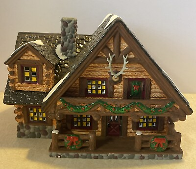 #ad Dept 56 The Original Snow Village Hunting Lodge #54453 With Light $50.00