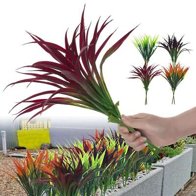 #ad 2 6Pcs 17quot; Artificial Grass Fake Plants Outdoor UV Resistant Greenery Stem Decor $9.47