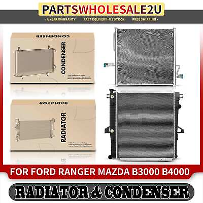 #ad 2Pcs Radiator amp; AC Condenser Cooling Kit for Ford Ranger 98 08 Mazda B4000 98 10 $211.89