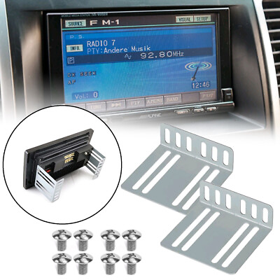 #ad Universal Mounting Holder Bracket 2 Din Car Radio DVD CD Installation Kit Silver $10.51