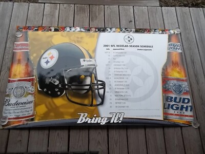 #ad 2001 Budweiser Pittsburgh Steelers Vinyl Sign Banner Schedule $19.99