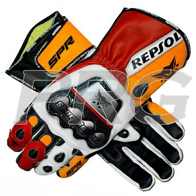 #ad Honda Repsol Gloves Repsol Motorcycle Motorbike Racing Leather Gloves Race Gants $105.00