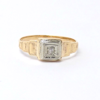 #ad Victorian 10k Gold Genuine Diamond Baby Child Pinky Ring Unisex $199.00