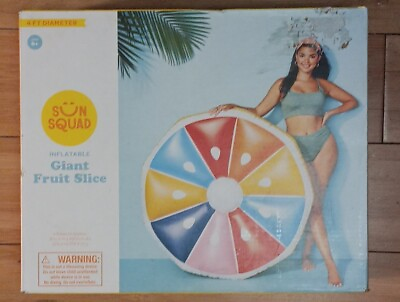 #ad Sun Squad Target Giant Fruit Slice Pool Float Inflatable 4’ Round Ages 6 $18.99