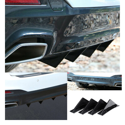 #ad Universal 4x Body Rear Lower Bumper Diffuser Fin Shark ABS Spoiler Protect Black $12.34