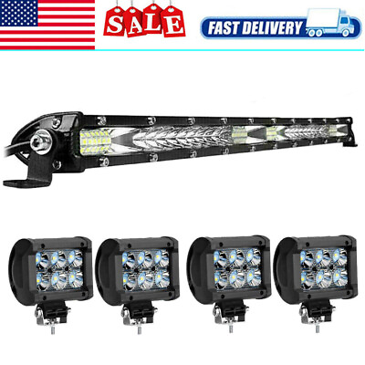 #ad #ad 20quot; inch 1520W LED Light Bar Flood Spot Combo For Jeep Offroad 4quot; LED Pod Light $30.39