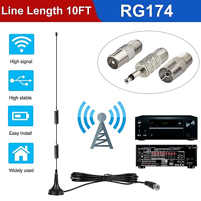 #ad Indoor Digital Radio Antenna Stereo FM AM Signal Receiver w Magnetic Base Stand $8.98