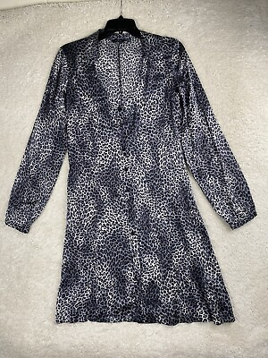 #ad Guess by Marciano Dress Size S Shirt Dress Silk Black Gray Leopard Animal Print $25.49