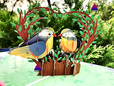 #ad 3D Pop Up Greeting Card Bird Birthday Mother Father Couple Love Anniversary Wife $9.95