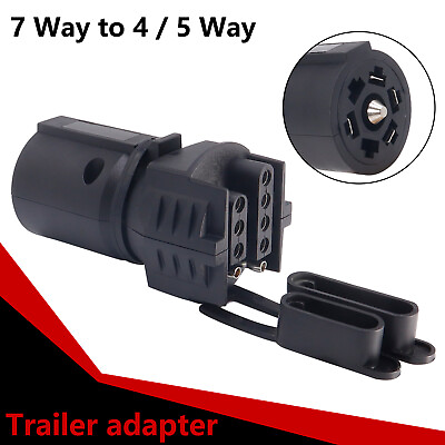 #ad #ad 7 Way Round to 4 5 Pins Flat Trailer Wiring Plug Adapter For Truck RV Tow Lights $9.99