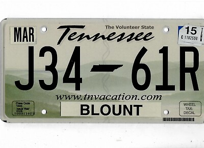 #ad TENNESSEE passenger 2015 license plate quot;J34 61Rquot; ***BLOUNT*** $5.00