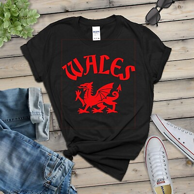 #ad WALES amp; DRAGON LADIES FITTED T SHIRT Welsh Gift Present Rugby Football Her UK GBP 14.99