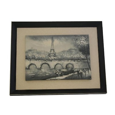 #ad Wooden Framed Eiffel Tower Oil Painting Art F3177 $23.27
