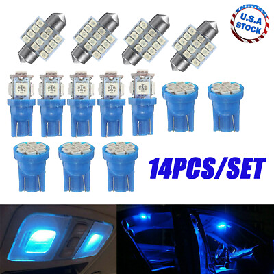 13pcs Ice Blue Interior LED Lights Package Kit Dome Map License Plate Lamp Bulbs $8.99