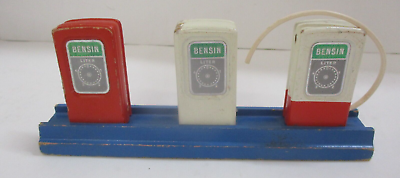 #ad Vintage Sweden Wooden Toy Bensin Gas Pumps $15.99