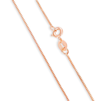 #ad Sterling Silver Box Chain Thin Necklace Lengths 14quot; to 30quot; Width .8mm Rose Gold $7.75