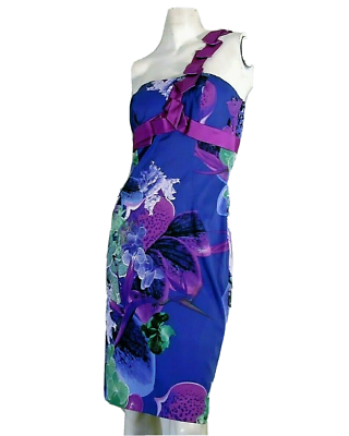 #ad Karen Millen Woman Dress#x27; Sheat #x27;Floral Pulple Stunning Lightning application12 $56.19