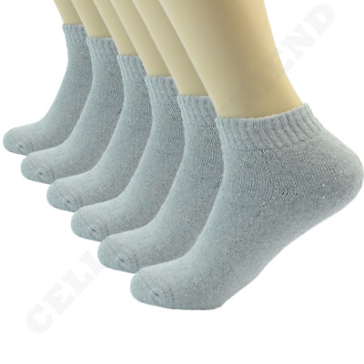 #ad Gray 6 Pairs For Mens Ankle Quarter Crew Sports Socks Cotton Low Cut Size 9 11 $10.99