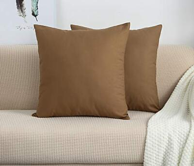 #ad Cotton Solid Throw Pillow Covers 24quot; x 24quot; Light Coffee 1 Count Pack of 1 $26.06