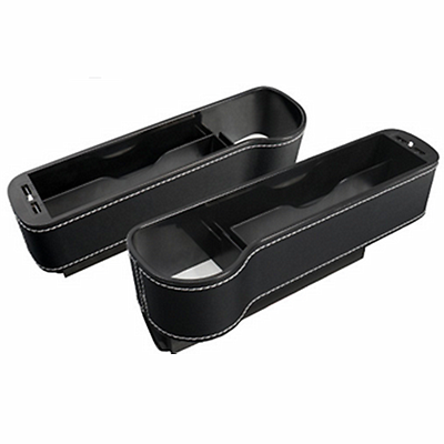 #ad Leather Car Seat Crevice Storage Box Gap Pocket Cup Holder Dual USB Charger Port $39.50