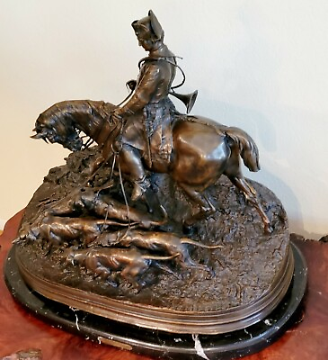 #ad P .J. Mêne 1810 1879 Large Huntsman amp; 5 hounds sculpture on marble base 1869 $21000.00