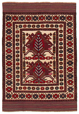 #ad Traditional Hand Knotted Bordered Tribal Carpet 4#x27;1quot; x 6#x27;2quot; Caucasian Wool Rug $285.20
