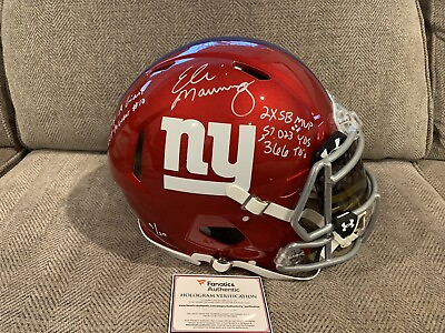#ad Eli Manning Autographed Inscribed Giants Authentic Flash Helmet Fanatics LE 9 10 $1200.00