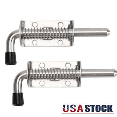 #ad Spring Loaded Latch Pin Stainless Steel Barrel Bolt Thicken 2mm Door Lock 2Pcs $11.15