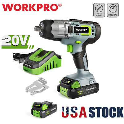 #ad WORKPRO 20V Cordless Impact Wrench 1 2 inch 320 Ft Pounds Max Torque Belt Clip $62.99