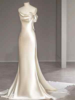#ad Elegant French Light Wedding Dress Fishtail Bridal Dress Satin Strapless $138.74