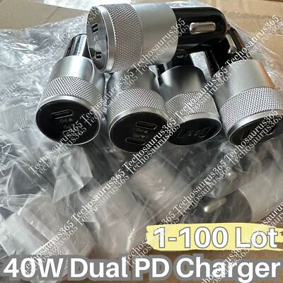 #ad 40W Dual USB C Fast Car Charger Type C Charger For iPhone 15 14 iPad Samsung Lot $342.75