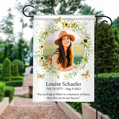 #ad Personalized Photo In Memory Of Flag Loss Of Loved Ones Memorial Heaven Garden $21.99