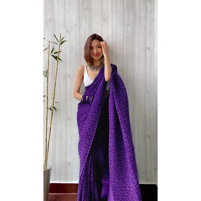 #ad Women#x27;s Pure Georgette Saree With Unsticthed Blouse Piece Fast Shipping $24.91