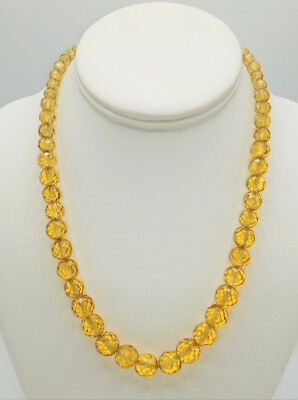 Vintage Light Amber Faceted Glass Beaded Necklace $46.00