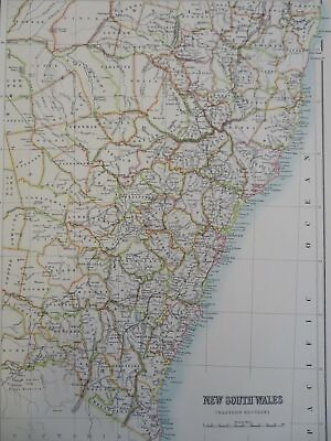 #ad New South Wales Australia Sydney Red River 1890 scarce folio Scribner Black map $98.00