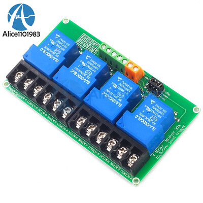 #ad 5V 12V 24V 30A 4 Channel Relay Module Board High And Low Level Relay Module $11.08