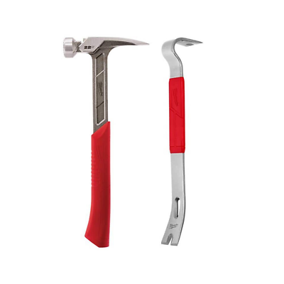 #ad #ad NEW Milwaukee 22 Oz. Milled Face Framing Hammer with 15 In. Pry Bar Grip Handle $35.96