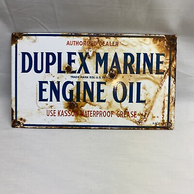 #ad DUPLEX MARINE PORCELAIN VINTAGE STYLE SIGN CAR GAS TRUCK GASOLINE OIL $77.99