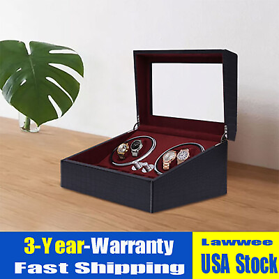 #ad 4 6 Automatic Watch Winder Case With Quiet Motor LED Light Watches Display Box $72.20