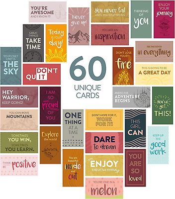 #ad 60 Pack Assorted Motivational Cards Inspirational and Kindness Mini Note Cards $17.27