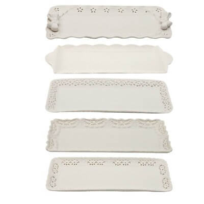 #ad 5 Assorted White Serving Trays Set of 5 $90.00