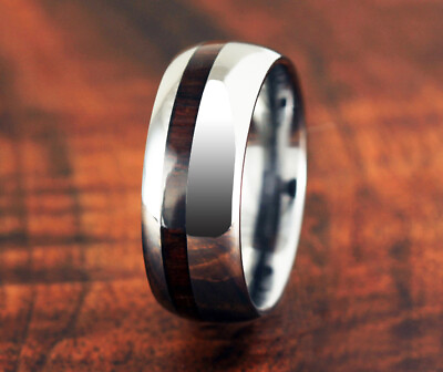 #ad Tungsten Cocobolo Mens Wooden Ring Koa Wood Style Wedding Ring $4.99