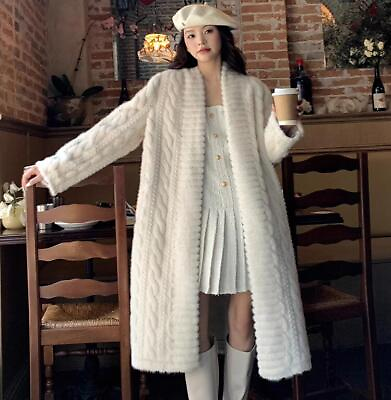 #ad Womens Fashion Winter V Neck Long Sleeve Loose Warm Faux Mink Fur Coats Parkas $126.90
